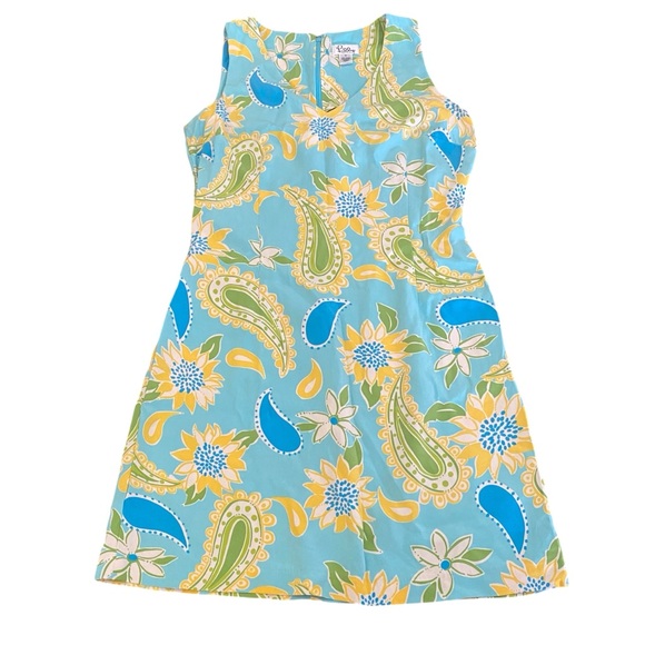 Lilly Pulitzer Dress Paisley Sunflower EC White Label Vintage  Matching Mommy - Picture 1 of 11